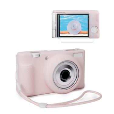 Imagem de TYUANDOUER Capa para câmera Vlog Sony ZV-1F/ ZV-1 II/ZV-1M2, capa de silicone para câmera ZV1F com 2 peças protetoras de tela e alça de pulso, capa macia antiarranhões para acessórios Sony ZV1F - rosa