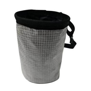 Imagem de KiBcsLic Bolsa para magnésio para escalada, bolsa porta-magnésio com cinto ajustável, estojo de armazenamento leve para ginástica, levantamento de peso e, Cinza Prateado