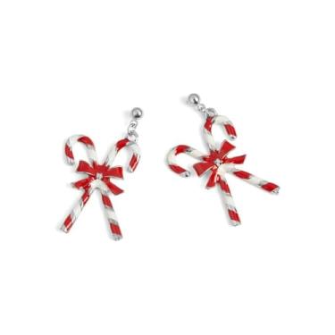 Imagem de 1 par de brincos pendentes de muleta de Natal, presente ideal para mulheres