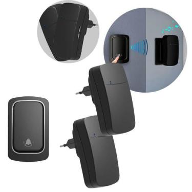 Imagem de Campainha Residencial Dupla Sem Fio e Sem Bateria 38 Toques Preto - Ge