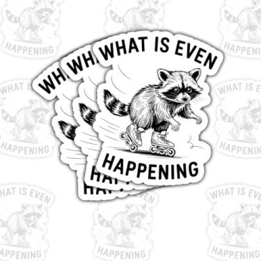 Imagem de 3 peças What is Even Happening Raccoon Roller Skating Sticker Funny Guaxinim Presente para Amigos What Is Even Happening Adesivos Patins Skates Decalque de Carro para Laptop Garrafa de Água Caixa de