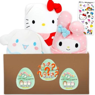 Imagem de Hello Kitty and Friends Squishmallows – Pacote com travesseiros de pelúcia de 20 cm com Hello Kitty, My Melody, Cinnamoroll | Conjunto de decoração de quarto Sanrio de 20 cm (os estilos podem variar)
