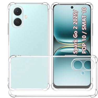 Imagem de USTIYA Capa para Tecno Spark Go 2 2025 /Pop 10 4G /Infinix Smat 10 TPU transparente quatro cantos capa de proteção de grau militar transparente macia