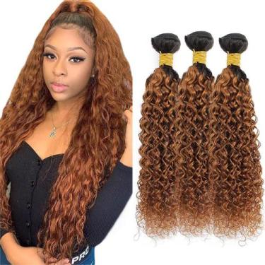 Imagem de Pacotes de cabelo ZevPiul Kinky Curly Ombre 1b/30 Brazilian Virgin