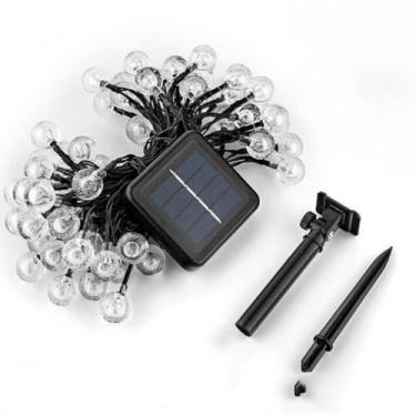 Imagem de Varal de Lampadas Externo, Corda de 7 metros com 50 Luz de Cristal Solar Led para Decorações de Barraca de Acampamento Ao Ar Livre de PáTio de Natal de Festa(50led quente(7m))