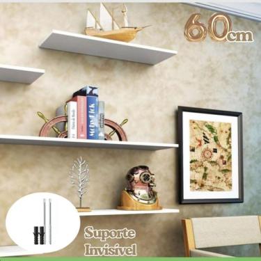 Imagem de Prateleira Criar Com Suporte Invisível 20 x 60cm Branco Parede Casa Mo