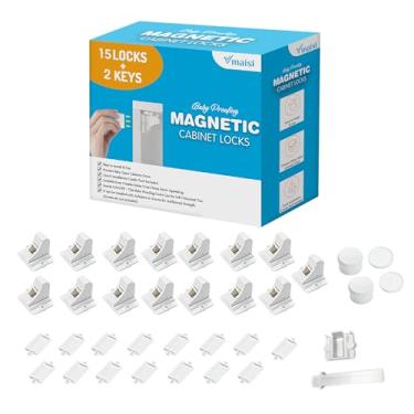 Imagem de Vmaisi Fechaduras magnéticas para armário à prova de bebês (15 fechaduras e 2 chaves)
