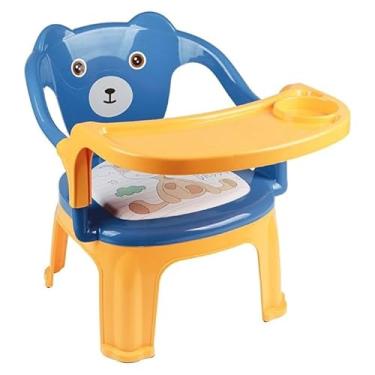 Imagem de Cadeira infantil de Alimentação Ursinho com apito Cadeira Infantil para Refeições (Amarelo/Azul)