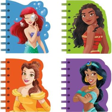 Imagem de Caderneta Espiral Capa Dura Princesas 60 Folhas Recortado (pacote com 