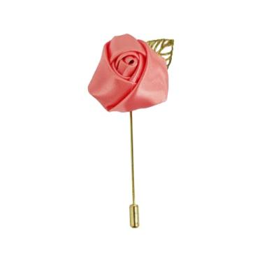 Imagem de Terno de cavalheiro, broche de flor, broche de lapela feito à mão, boutonniere vara, corsage, acessório, multicolorido, rosa, cetim, smoking, noivo, casamento, banquete, festa, Small, Metal, Sem Pedra