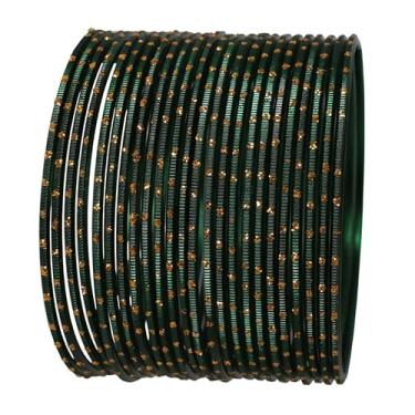 Imagem de Touchstone Pulseiras femininas indianas de Bollywood com bolinhas douradas, lindas e vintage, texturizadas, coloridas e atraentes., S - Circ 7.4 in-Indn Size 2.6-Dia 2.3 in, Liga metálica, Sem Pedra