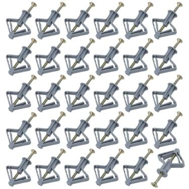 Imagem de Wealrit 30 peças âncoras de parede oca âncoras de drywall com 30 peças parafusos âncora de parede de móveis resistentes âncora borboleta para cortina gesso cartonado - Tipo 01