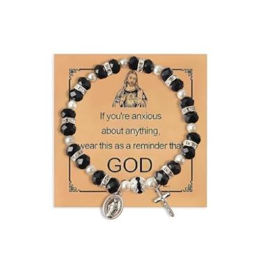 Imagem de 72ore Pulseira Jesus para mulheres, pulseira cristã, joia religiosa, ajustável, presente religioso para ela, joia cristã inspiradora, Large, Sem Pedra Preciosa