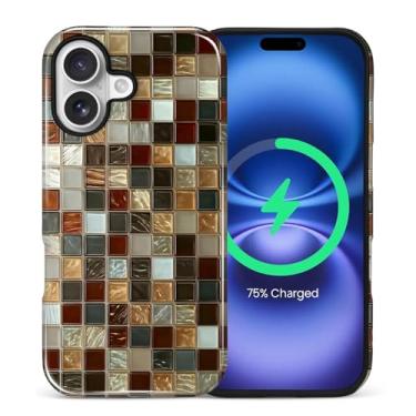 Imagem de Kapadiy Capa magnética para iPhone 17, compatível com azulejo de mosaico MagSafe elegante design colorido híbrido de proteção dupla de silicone + capa de corpo inteiro à prova de choque de