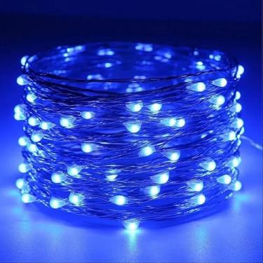 Imagem de Cordão de fio de cobre USB, luzes LED à prova d'água, guirlandas, luzes de iluminação de fadas, festas de casamento de Natal, decoração de casa (azul, 10 m)
