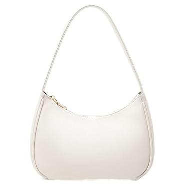 Imagem de Bolsas de ombro crescentes para mulheres, bolsa de mão pequena, retrô, clássica, bolsa Hobo, axilas, Branco, Bolsas de mão