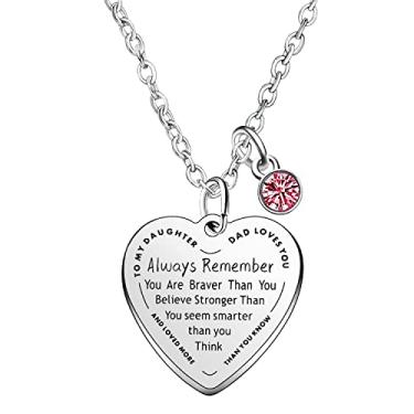 Imagem de Colar de filha, presentes inspiradores para mulheres, filhas, presentes de mãe, pai, coração, One Size, Aço inoxidável, Sem Pedra Preciosa