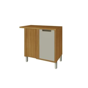 Imagem de Balcão De Cozinha Canto Reto Imperatriz 1 Porta C/ Tampo 93cm Freijo/off White - Nesher