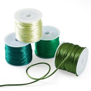 Imagem de 4 rolos de fio de nylon de 2 mm para pulseiras, cordão de cetim de rabo de rato, fio chinês para Kumihimo, pulseiras trançadas, chaveiros, colar, fabricação de joias, verde