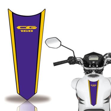 Imagem de Adesivo Faixa Gravata Tanque Moto Cg 160 150 Titan Fan 160 Azul Amarelo