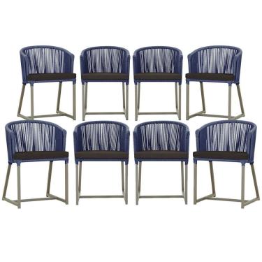 Imagem de 8 Cadeiras De Jantar área Noronha Fendi E9 Trama Original Azul