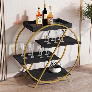 Imagem de Adega Com 4 Prateleira Encantado Preto Dourado