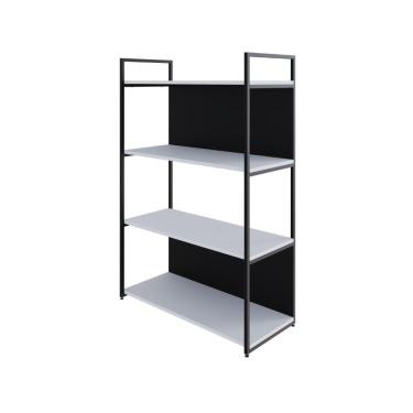 Imagem de Estante C/04 Prateleiras 118x80x33cm C/fundo Yon Branco Tx/est.preta Branco Tx/est.preta