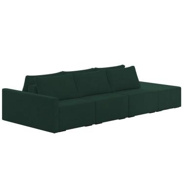 Imagem de Sofá Ilha Modular Com Puff Para Sala Living 342cm Georgia K04 Veludo Verde - Mpozenato