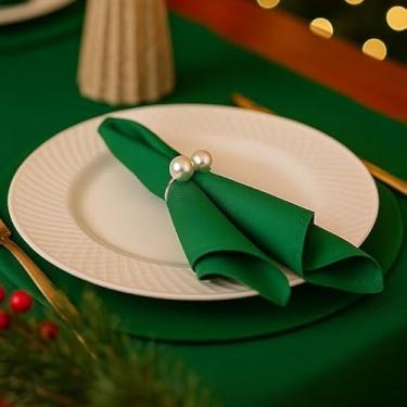 Imagem de Kit Com 6 Guardanapos de Tecido Oxford Liso 35x35cm ideal para Mesa Posta, Jantar, Casamento, Festa e Natal (Verde)