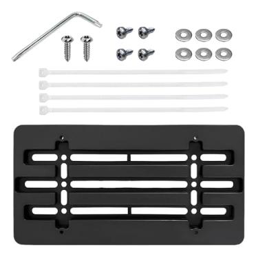 Imagem de NYTKL Suporte frontal para placa de veículo, sem furadeira, moldura de etiqueta de carro com parafusos e chave inglesa, adaptador universal para montagem de placa de carro de plástico para caminhão