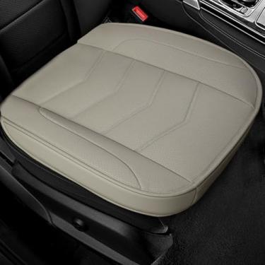 Imagem de DUSCOKE Capa de couro para assento de carro - Capa de assento frontal antiderrapante para assento de carro - Capas de almofada impermeáveis de luxo com bolso de armazenamento para a maioria dos carros