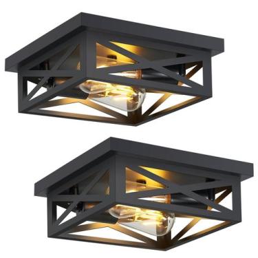 Imagem de Luminária de teto ZHU YAN Flush Mount 2 Light Farmhouse, pacote com 2 