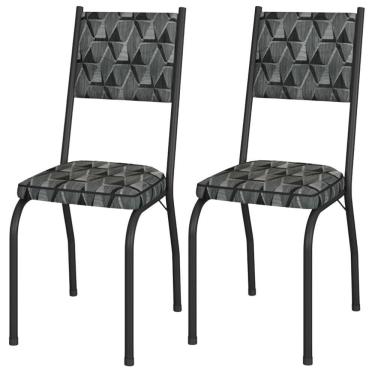 Imagem de Kit 2 Cadeiras Tubular Europa 258 Preto Assento Mosaico Silver Artef Mosaico Silver