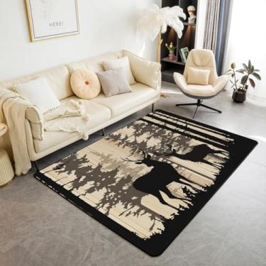 Imagem de Feelyou Tapete rústico para área de cervos da floresta 7,5 x 12,5 cm, presentes para amantes de cervos, tapetes para sala de estar, meninos, meninas, quarto, floresta, vida selvagem, caça, campo