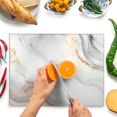 Imagem de Tábua de cortar vidro 40 x 30 cm: Protetor de bancada de vidro para cozinhas - Durável, protetor de bancada de vidro higiênico - resistente a arranhões, à prova de calor, fácil de limpar - branco e