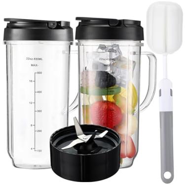 Imagem de Para copos e lâmina de liquidificador Magic Bullet, copo alto de 623 g com tampa flip top, lâmina cruzada, peças de reposição para liquidificador, caneca com alça compatível com Magic Bullet 250w
