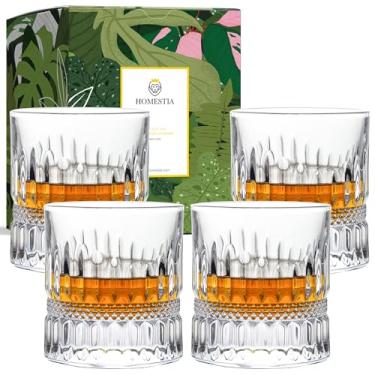 Imagem de Homestia Conjunto de 4 copos de uísque com caixa de luxo, copos de uísque à moda antiga de 170 g, copos de vidro para copos de rum Bourbon, copos de rochas