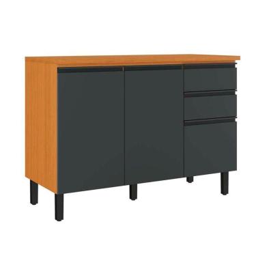 Imagem de Balcão de Cozinha Itatiaia Cinamomo e Grafite em Madeira 120cm Namur