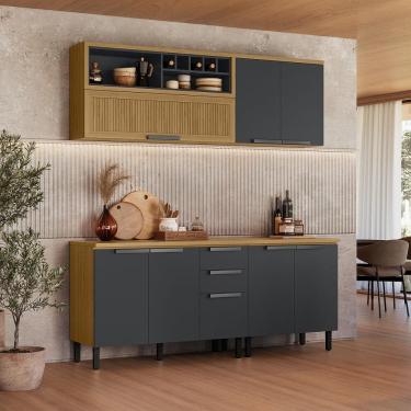 Imagem de Cozinha Completa em MDF New Porto Grafite 200cm Itatiaia