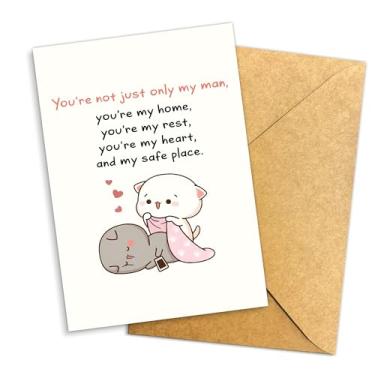 Imagem de Podagree You're My Safe Place Cartão de Dia dos Namorados de casal fofo para marido, namorado ou parceiro – Cartão de amor romântico doce – 20 x 13 cm com envelope