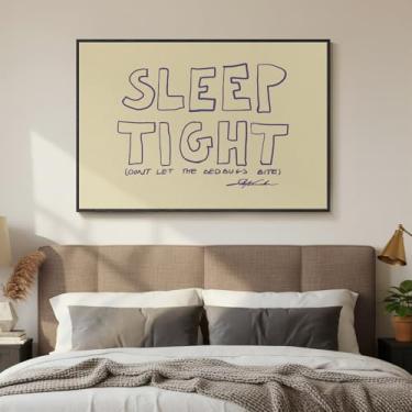 Imagem de Arte de parede bege para quarto emoldurado para decoração de parede, arte tipográfica grande para dormir, para paredes, citação engraçada quarto infantil quarto de hóspedes corredor decoração de