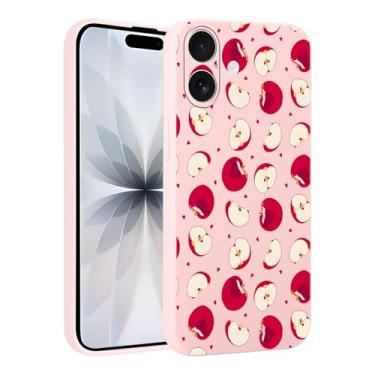 Imagem de FBHGLOA Capa de telefone para iPhone 17 de 6,3 polegadas, linda estética com colagem de amor de maçã, design criativo de frutas mordidas, capa de telefone com moldura fina e macia TPU protetora à