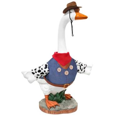 Imagem de Shineyidoor Roupas de ganso de varanda para estátua de ganso de gramado de 58 cm, fantasia para estátua de ganso de plástico/cimento, roupas de escultura de outono sazonal para decoração de festa de