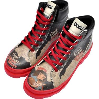 Imagem de DOGO Botas de cano curto femininas – couro vegano e botas femininas feitas à mão e botas de tornozelo,, Cold Hands Warm Hearts, 35