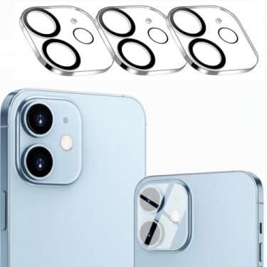 Imagem de Protetor de lente de câmera para iPhone 12 de 6,1 polegadas, vidro temperado 9H, transparente HD, antiarranhões, compatível com capas, não afeta fotos noturnas, pacote com 3