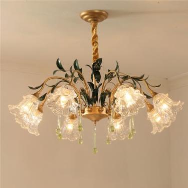 Imagem de Lustre Pastoral Francês Americano Floral Criativo para Sala de Estar, Restaurante, Quarto, Villa, Café, Loja de Roupas, Casa, Luminária Pendente LED Decorativa (KB 8 Lâmpadas)