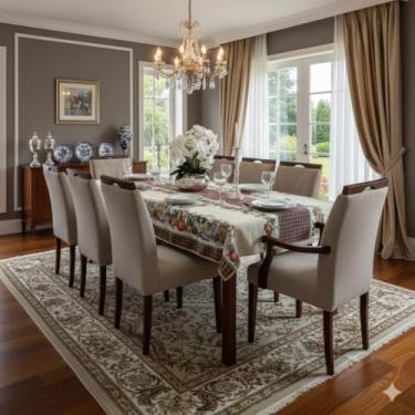 Imagem de TOALHA DE MESA LINHÃO EM TECIDO LINHO RUSTICO (ABÓBORA PONTO CRUZ, 140X140)