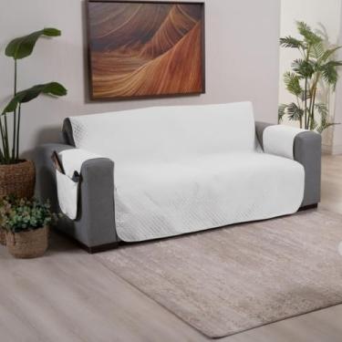 Imagem de Protetor de Sofá Retrátil Matelado 1 a 4 Lugares - Capa Protetora com Porta-Objetos para Todos os Modelos de Sofá(Branco,1 Lugar (Poltrona))