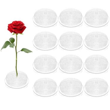 Imagem de 12 peças de sapos de flores de plástico para arranjos, sapo floral de 6,9 cm com alfinetes, sapo transparente para decoração de plantas, atividade de verão, decoração de casamento