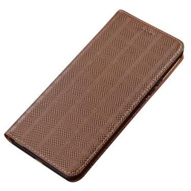 Imagem de POYUFRG Capa de couro genuíno para Xiaomi 17 Pro Max/17 Pro/17, capa carteira flip com fecho magnético com suporte para cartão, marrom, 17 Pro